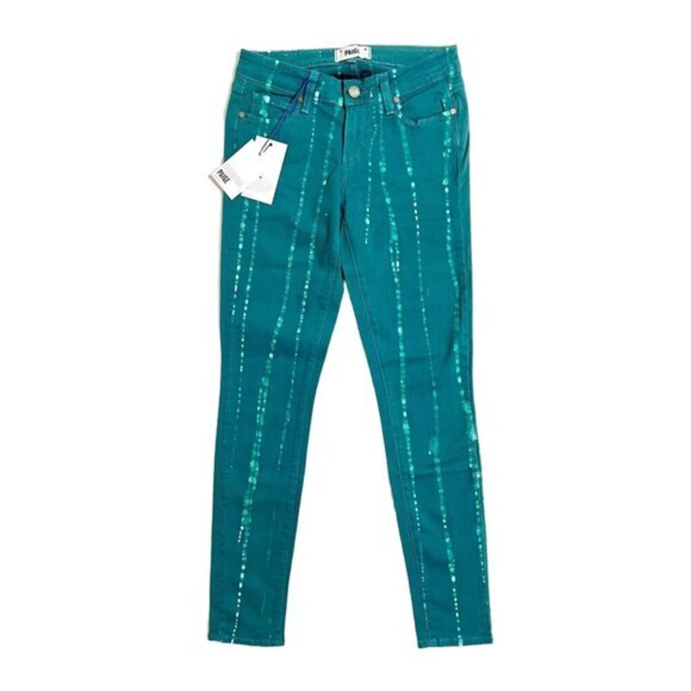 Paige Denim Skinny Jeans Verdugo Ultra Skinny Green Jade Batik print SZ 26 NWT